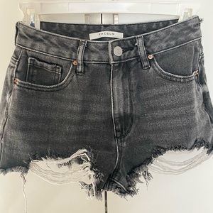 Black Distressed Denim Festival Shorts